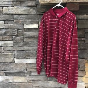 PGA Tour Long Sleeve Polo maroon